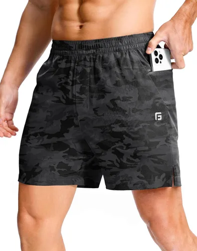 Miniatura 74 de GGJ Pantalones cortos deportivos ligeros para hombre con 2 bolsillos con cremallera de 7/5/9 pulgadas, pantalones cortos de tenis de secado rápido