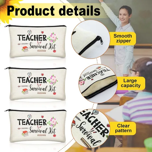 Miniatura 6 de Sureio Juego de 9 piezas de regalo de agradecimiento a los profesores, bolsas de supervivencia de flores, calcetines divertidos y llaveros