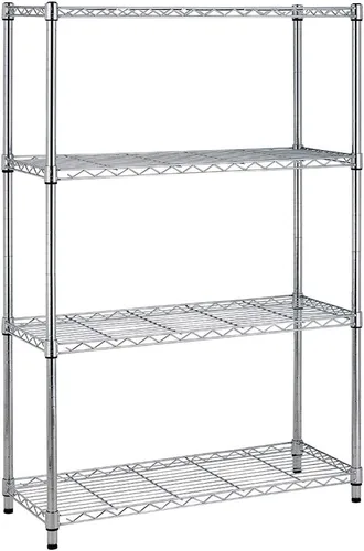 BestOffice | Estantes de almacenamiento de alambre de 4 niveles | 36x14x54 | Cromo | con estantes ajustables | Estante de metal resistente, soporta