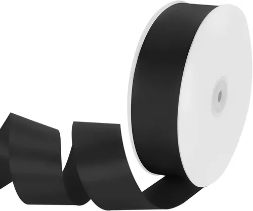 Miniatura 12 de Cinta de tela de satén de 1-1/2 pulgadas de ancho x 50 yardas, cinta negra perfecta para lazos de bricolaje, guirnaldas, envoltura de regalos