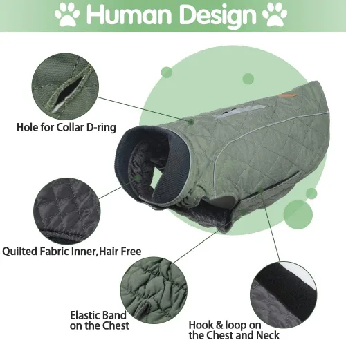 Miniatura 4 de EMUST Abrigos de invierno para perros, chaquetas resistentes al viento para clima frío, ropa de cachorro con cuello alto, 7 tamaños, 13
