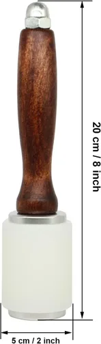 Miniatura 3 de Martillo de tallado de cuero de 8 pulgadas, martillo de nailon con mango de madera, mazo de tallado para manualidades, estampado y costura