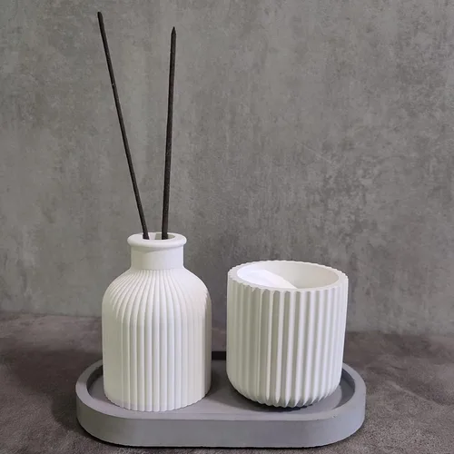 Miniatura 6 de Caja de Almacenamiento con Tapas, Juego de Moldes de Silicona para Frascos de Velas, Moldes de Recipientes Creativos, Moldes Redondos de Hormigón B