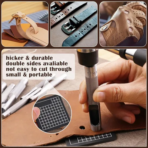 Miniatura 7 de Juego de 18 perforadores de cuero de 0.020 in-0.138 in, 0.197 in-0.512 in para manualidades de cuero, herramientas huecas redondas para correas