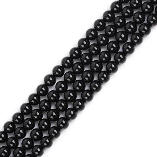 Miniatura 61 de GEM-Inside Cuentas sueltas de piedra natural de lava negra de 8 mm, redondas, piedra de energía para hacer joyas 15' Negro