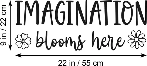 Miniatura 7 de Imagination Blooms Here - Calcomanía de pared de vinilo inspiradora para pared de niños, decoración de aula