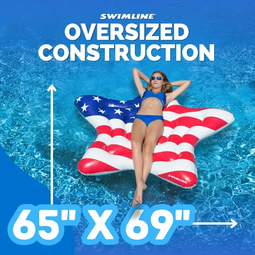 Miniatura 6 de Swimline Balsa inflable Americana Star Island para piscina 65 "x 69" Isla de Estados Unidos (Estrella)