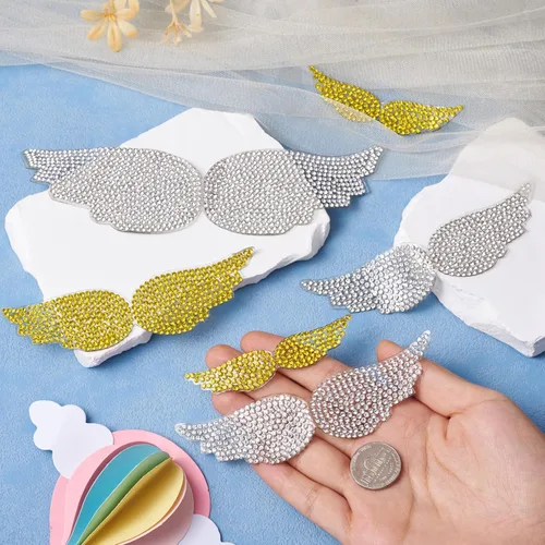 Miniatura 5 de Craftdady 12 parches de diamantes de imitación para planchar con alas de ángel de cristal, apliques Hotfix para ropa, bolsos, jeans, chaquetas