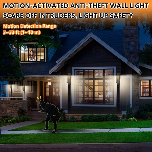 Miniatura 4 de Lámpara de pared para exteriores del atardecer al amanecer con LED integrado, 3 modos ajustables, todo de aluminio impermeable IP65 - Lámpara