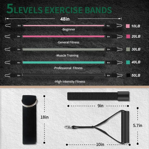 Miniatura 3 de VEICK Bandas de resistencia, bandas de ejercicio, bandas de entrenamiento, bandas de resistencia para entrenar con asas para hombres y mujeres