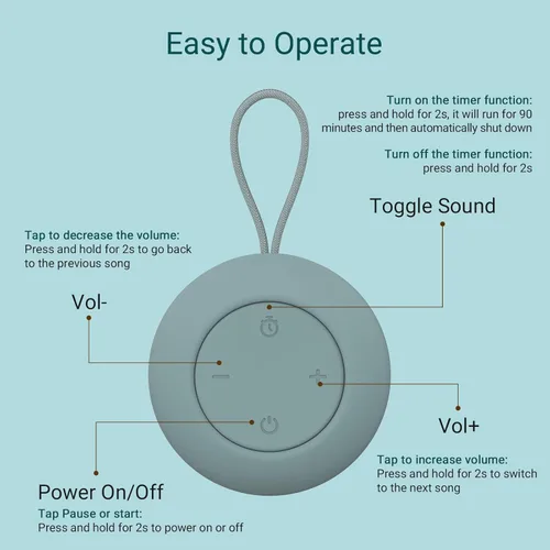 Miniatura 6 de Máquina de sonido portátil para bebés [ruido blanco para bebés, niños y adultos] [sueño tranquilo] [función de temporizador] [12 sonidos relajantes]
