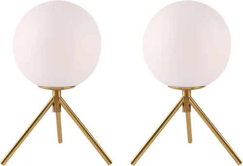 Miniatura 12 de Globe - Lámpara de mesa de noche, moderna lámpara de mesa de noche de cristal de mediados de siglo, lámpara de escritorio dorada para dormitorio, 1