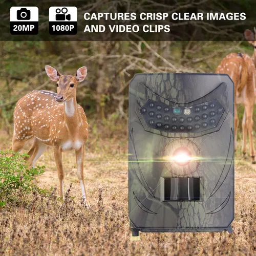 Miniatura 7 de Mini cámara de sendero, cámara de juego de 20MP 1080P con visión nocturna activada por movimiento de 120°, cámara de caza impermeable IP54 con 26