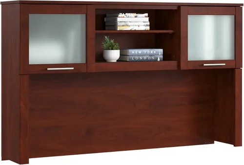Miniatura 9 de Bush Home Colector de escritorio de 60 pulgadas, organizador de almacenamiento de oficina con estantes, cubos y puertas de vidrio esmerilado