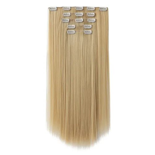 Miniatura 28 de Extensiones de cabello negro lacio, 2 juegos de extensiones de cabello con clip para mujeres, Halloween, 5 piezas de 22 pulgadas, piezas de cabello