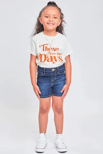 Miniatura 2 de YMI Pantalones cortos de mezclilla de tiro medio para niñas pequeñas