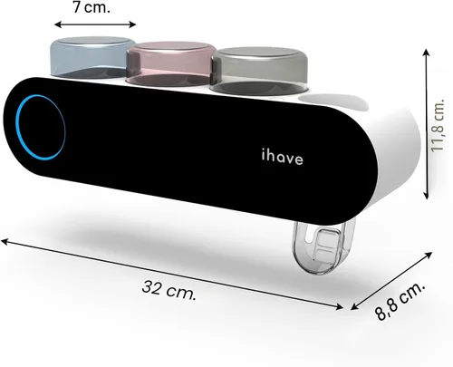 Miniatura 9 de iHave Soportes para cepillos de dientes eléctricos de pared con 3 vasos, esterilizador UV, dispensador de pasta dental, accesorios y decoración