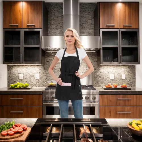 Miniatura 8 de Delantales ajustables impermeables con 3 bolsillos para hombres y mujeres, delantal de servidor para cocina, cocina al aire libre, jardinería