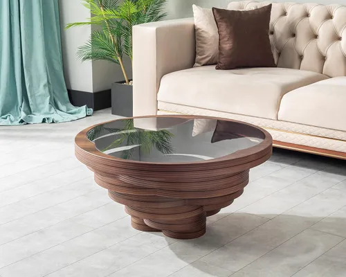 Miniatura 8 de by Papella Design, Mesas de centro de nogal natural Veener para sala de estar, mesa rústica, mesa de centro para sala, mesa central, mesa