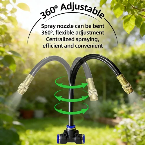 Miniatura 3 de Sistema de riego por goteo para jardín, kit de riego por goteo de 40 pies con 13 boquillas de cobre ajustables de 360°, sistema de riego automático