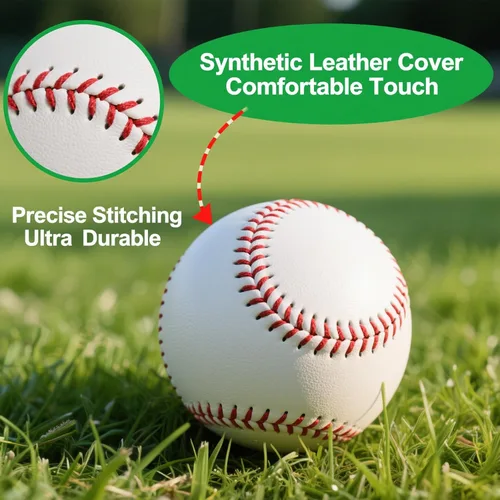 Miniatura 3 de Rarapop Blank Standard Baseball Balls, Official Size 9 Inch Leather Covered Practice Baseball Training Ball for League Play, Pitching, Hitting