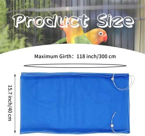 Miniatura 3 de Daoeny Cubierta Grande para Jaula de Pájaros, Protector de Semillas para Jaula de Pájaros, Red de Malla de Nylon Suave y Ajustable, Cubierta de Azul
