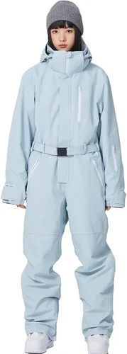 Miniatura 7 de ALSOGO Traje de esquí de una pieza para mujer, overol impermeable con aislamiento para nieve, con cinturón desmontable para deportes de nieve