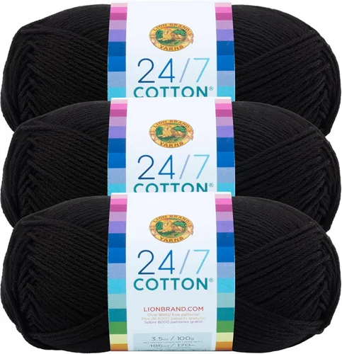 Miniatura 16 de Lion Brand Yarn, Hilo ligero mercerizado de algodón 24/7 para tejer, ganchillo y manualidades, Almirante, 1 paquete, 185 yardas de fibra natural