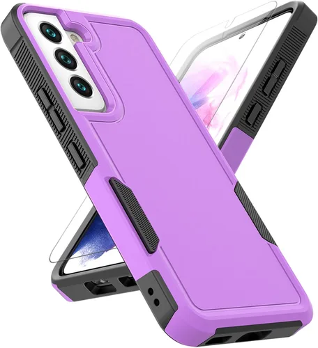 Miniatura 12 de Funda para Samsung Galaxy S22: funda protectora de doble capa resistente para teléfono celular, a prueba de golpes, con protector de pantalla, Negro