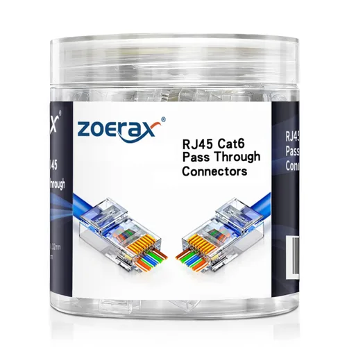 Miniatura 8 de Paquete de 100 conectores de paso RJ45 Cat6 blindados con enchufe modular RJ45 para cable Ethernet FTP/STP sólido o trenzado
