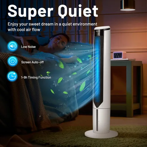 Miniatura 3 de COSTWAY Enfriador de aire evaporativo portátil para habitación, enfriador de 41 pulgadas con control remoto, enfriador oscilante de 70° con 4
