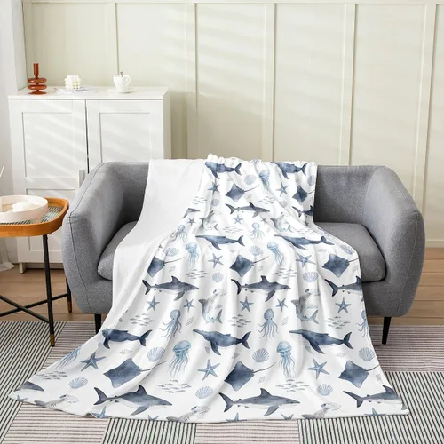 Miniatura 33 de Erosebridal Hammerhead Shark Flannel Blanket 40x50 Marine Life Fuzzy Plush Throw for Sofa Couch Hammerhead Shark Lover Gifts Ocean Sealife Fleece