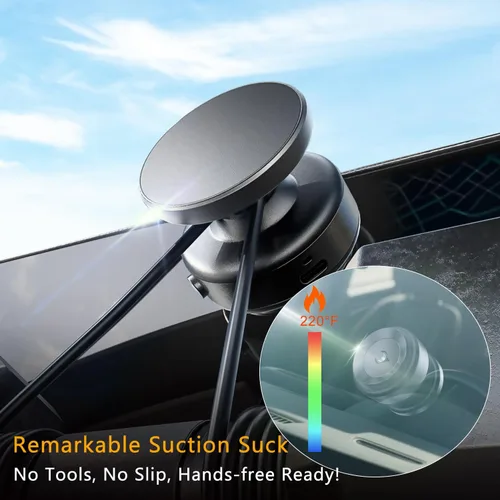 Miniatura 3 de Soporte magnético de vacío eléctrico para teléfono, soporte de ventosa inteligente con sello automático con imán N55, soporte manos libres ajustable