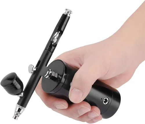 Miniatura 7 de Mini compresor de aire para aerógrafo, mini juego de aerógrafo, pistola de pulverización de aire portátil de doble acción, kit de sistema