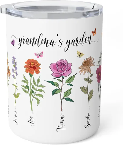 Miniatura 6 de Taza personalizada con aislamiento de flores del mes de nacimiento, taza personalizada para la abuela, taza del día de la madre, jardín
