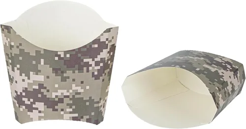 Miniatura 37 de Restaurantware Bio Tek - Taza de papas fritas desechables de 4.7 x 3.5 x 5.1 pulgadas, 100 vasos desechables para refrigerios, papel azul y blanco