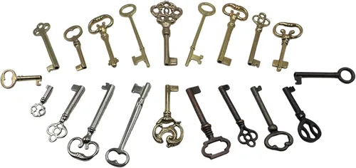 Miniatura 2 de Juego de llaves de esqueleto pequeño, funciona solo con orificios de cerradura de 1/2 pulgada, llaves vintage genéricas de barril hueco para muebles