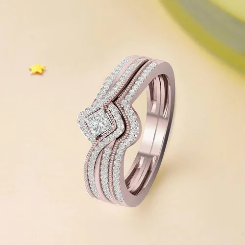Miniatura 3 de Elegante anillo de circonita con incrustaciones para mujer, anillos de compromiso para novia, boda, boda, exquisita joyería para fiesta