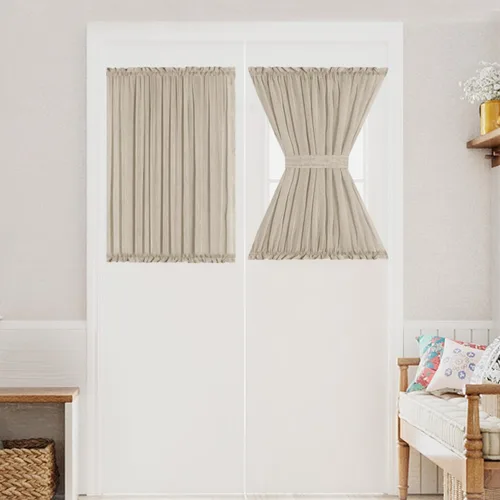 Miniatura 29 de Turquoize Elegantes cortinas de lino para puerta francesa, paneles de cortina de filtrado de luz, panel de lino con bolsillo para barra, panel