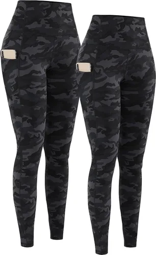 Miniatura 18 de PHISOCKAT Paquete de 2 pantalones de yoga de cintura alta con bolsillos, leggings de control de abdomen, leggings de yoga elásticos en 4 direcciones