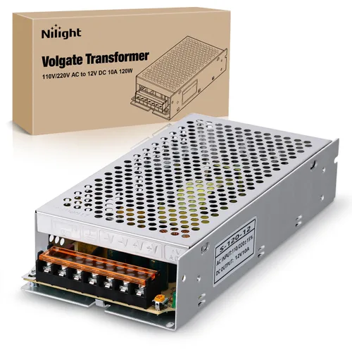 Nilight AC 110V/220V a DC 12V Convertidor de Voltaje 10A 120W Fuente de Alimentación Conmutada Adaptador Transformador Salida de Bajo Voltaje Driver