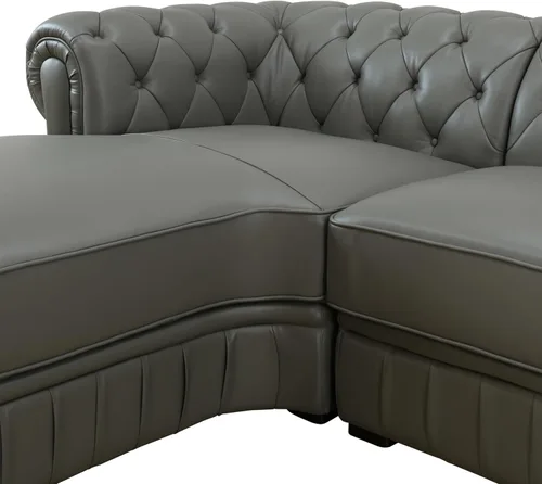 Miniatura 5 de Sofá seccional en forma de L, conjunto de sofás de cuero, sofá grande de piel de vaca con sillón reclinable a la izquierda, adecuado para oficina