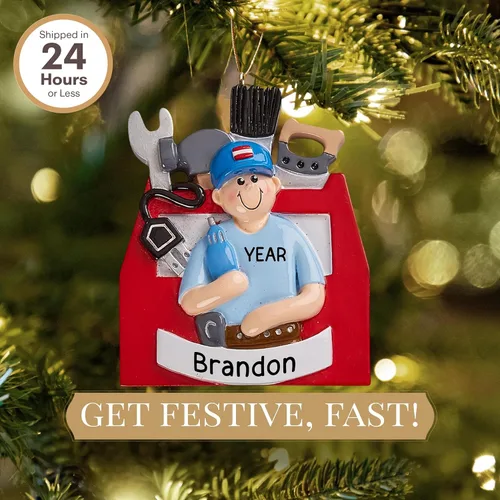 Miniatura 2 de Adorno personalizado de manitas 2026 Adornos de Navidad personalizados con grabado láser las 24 horas para árbol Electricista personalizado