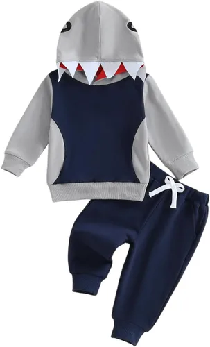 Miniatura 261 de Conjunto de ropa de otoño e invierno para bebé y niño, sudadera larga con capucha y pantalones para niños pequeños, 6, 12, 18, 24 meses, 2T