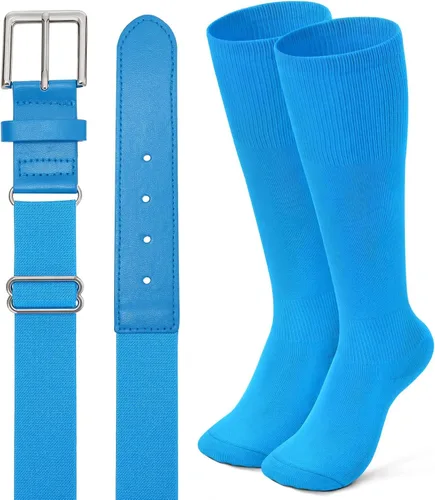 Miniatura 15 de XZQTIVE Conjunto combinado de calcetines de béisbol y softbol y cinturón de béisbol y sóftbol, calcetines de fútbol hasta la rodilla para niños