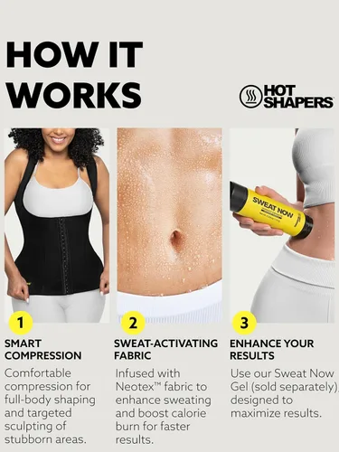 Miniatura 4 de HOT SHAPERS Cami Hot Waist Cincher para mujer, entrenador de compresión y mejora del sudor para adelgazar la cintura y controlar el abdomen