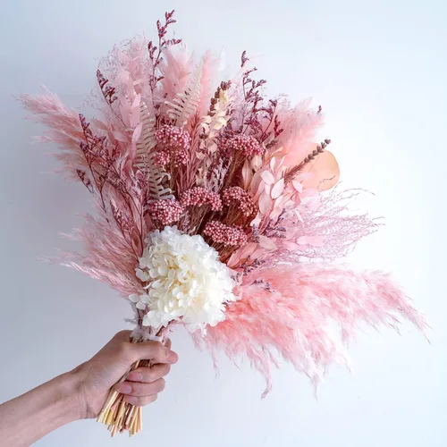 Miniatura 3 de Ramo de hierba de pampa seca natural, arreglos florales champán, ramo de decoración del hogar bohemio, decoración de hierba de pampa esponjosa, Ramo