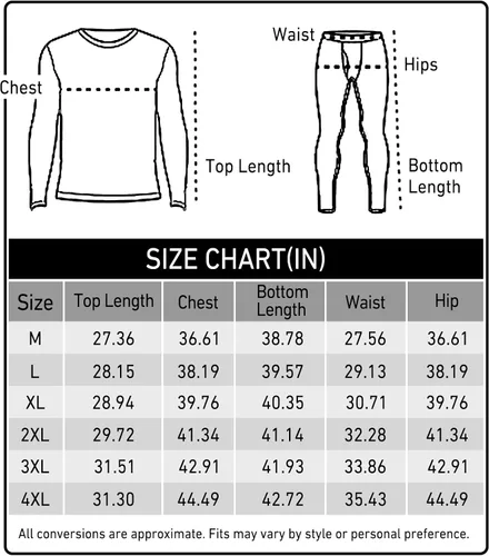Miniatura 4 de YRW Ropa interior térmica para hombre con forro polar largo conjunto de capa base para clima frío M-4XL