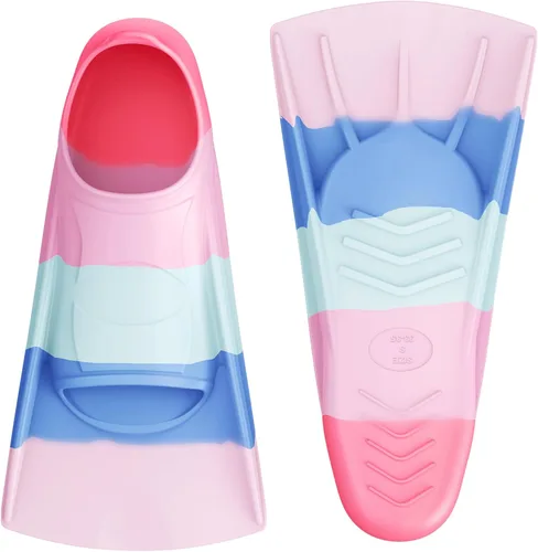 Miniatura 35 de Gintenco Aletas de Natación, Aletas de Entrenamiento de Natación para Niños para Natación de Vueltas, Aletas de Tamaño de Viaje con Bolsa de Malla