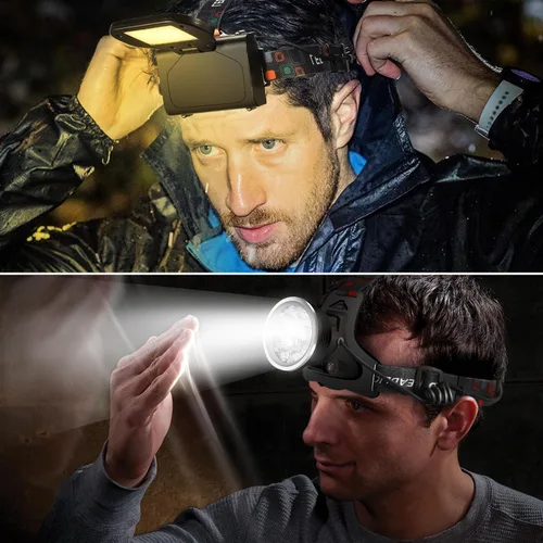 Miniatura 3 de Linterna de faro delantero, linterna LED recargable brillante, luz frontal impermeable con lámpara trasera para acampar al aire libre, correr